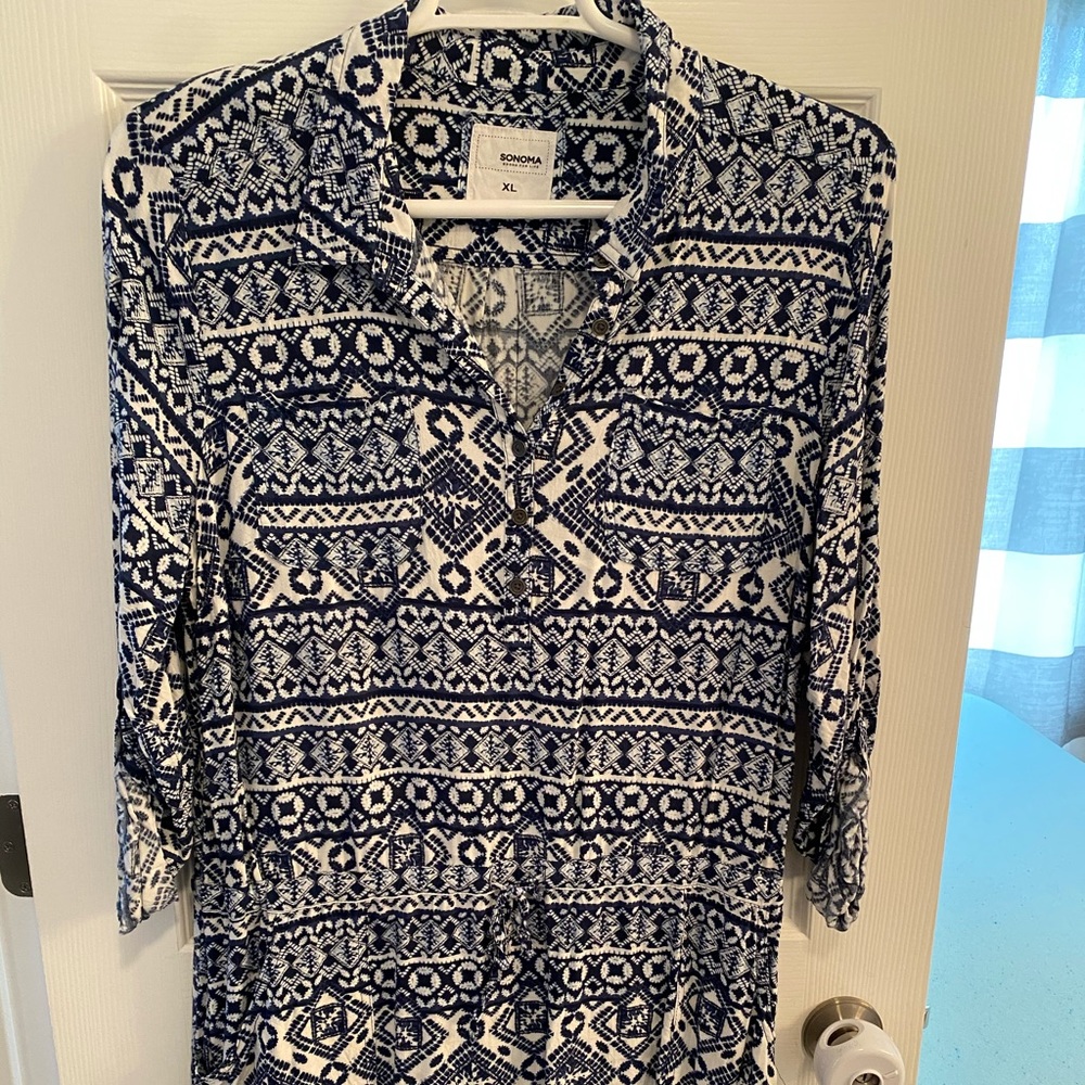 Comfortable dress with pockets and cinch waist